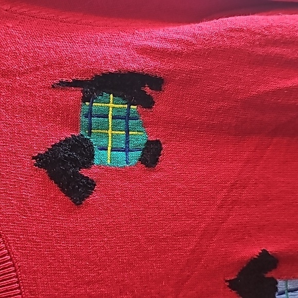 Talbots sz medium red crewneck Sottie Dog sweater cashmere blend - Picture 3 of 8